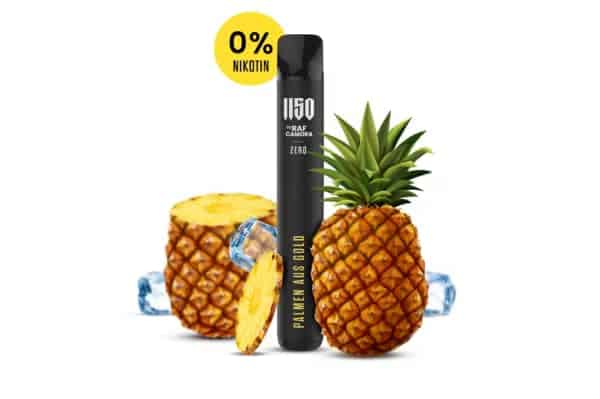 1150 Vape by Raf Camora - Einweg E-Shisha E-Zigarette Vape ohne Nikotin - PALMEN AUS GOLD - Pineapple Ice